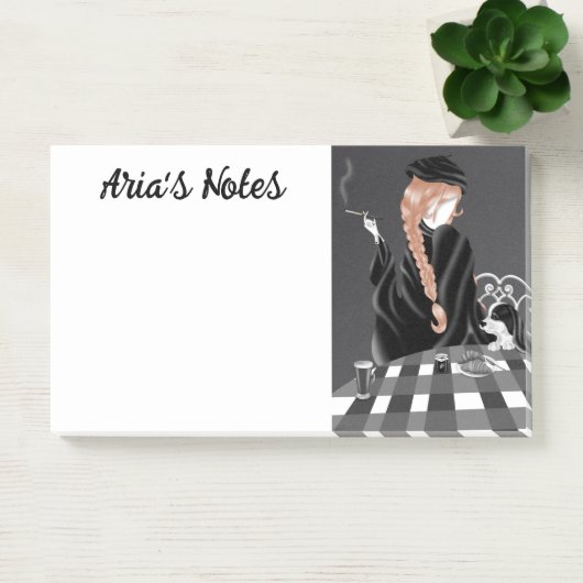 パリスのカフェかわいい犬と女の子ポストイットノート ポストイット (オフィス)