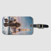 パリスの芸術でブラウンプードル絵を描ウィンター ラゲッジタグ (正面横)