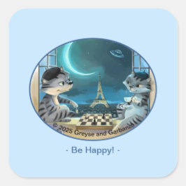 パリスアットナイトスクエアステッカー – Happy スクエアシール