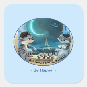 パリスアットナイトスクエアステッカー – Happy スクエアシール
