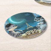 パリスアットナイトラウンド紙コースター（セット6） ラウンドペーパーコースター (アングル)