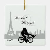 パリスカイラインエッフェルタワーカップル愛クリスマス セラミックオーナメント (裏面)