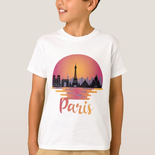パリスカイライン – フランス旅行 Tシャツ (正面)