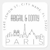 パリスカイライン |事前にアドレス指定された封筒用シール スクエアシール (正面)