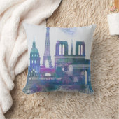 パリスカイライン – 水彩青 クッション (ブランケット)