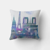 パリスカイライン – 水彩青 クッション (裏面)