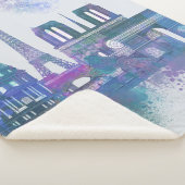 パリスカイライン – 水彩青 シェルパブランケット (3/4)