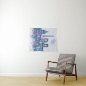 パリスカイライン – 水彩青 タペストリー (インサイチュ(横))