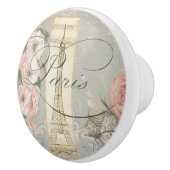 パリスクリプトフローラヴィンテージフランスのピンクロセスグレイ セラミックノブ (右)