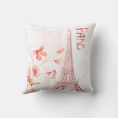 パリスシーンとピンクの花カスタム クッション (裏面)