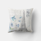 パリスシーンブルーフラワーズカスタム クッション (裏面)