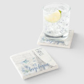 パリスシーンブルーフラワーズカスタム ストーンコースター (横)