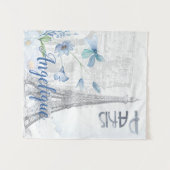 パリスシーンブルーフラワーズカスタム タペストリー (正面(横))