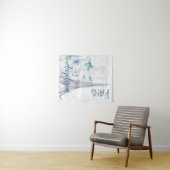 パリスシーンブルーフラワーズカスタム タペストリー (インサイチュ(横))