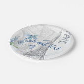 パリスシーンブルーフラワーズカスタム ペーパープレート (アングル)