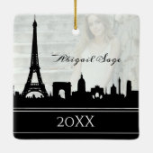 パリススカイラインエッフェルタワーフォトクリスマス セラミックオーナメント (裏面)