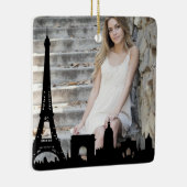 パリススカイラインエッフェルタワーフォトクリスマス セラミックオーナメント (右)