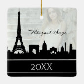 パリススカイラインエッフェルタワーフォトクリスマス セラミックオーナメント (裏面)