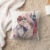 パリススローPでかわいいロマンチックな水色のカップル クッション (ブランケット)