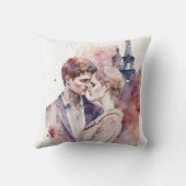 パリススローPでかわいいロマンチックな水色のカップル クッション (裏面)