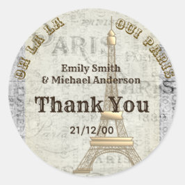 パリステッカーカスタムヴィンテージパーチメントサンキュー ラウンドシール
