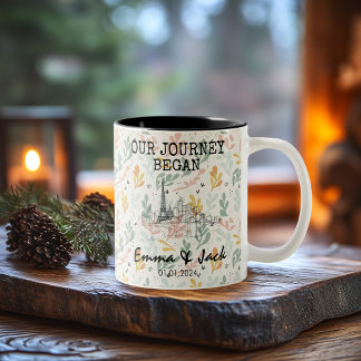 パリスパーソナライズされたメモリ – ラインアートランドマーク ツートーンマグカップ