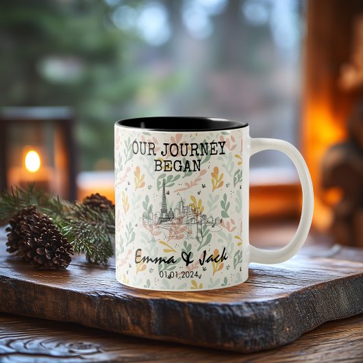 パリスパーソナライズされたメモリ – ラインアートランドマーク ツートーンマグカップ