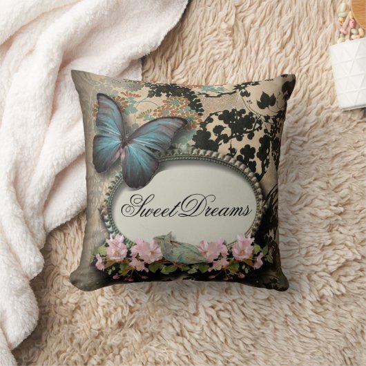 パリスビクトリアンフローラフランスのチョウ クッション (ブランケット)