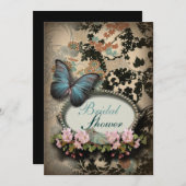 パリスビクトリアンフローラフランスのチョウ 招待状 (正面/裏面)