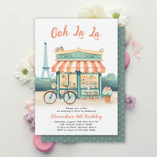 パリスビストロ エッフェル塔 ピンク ティール スイート16 招待状