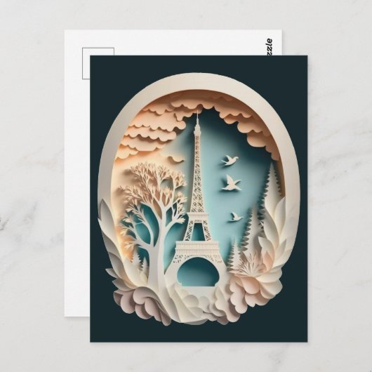パリスフェイクペーパーカットスタイルはがき ポストカード (正面/裏面)