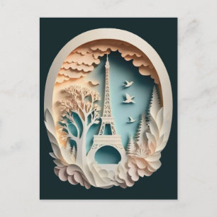 パリスフェイクペーパーカットスタイルはがき ポストカード