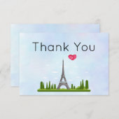 パリスフランスのとエッフェルタワーありがとう サンキューカード (正面/裏面)