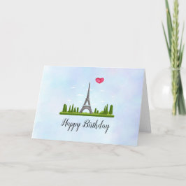 パリスフランスのウィズエッフェルタワー誕生日 カード