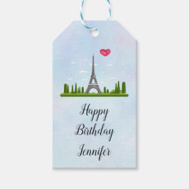 パリスフランスのウィズエッフェルタワー誕生日 ギフトタグ