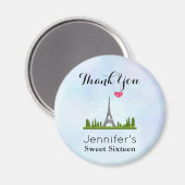 パリスフランスのウィズエッフェルタワーSweet sixteen マグネット (正面/裏面)