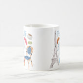 パリスフランスのウォーターカラードードルムグ コーヒーマグカップ (中央)