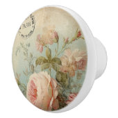 パリスフランスのフラワーマーケットヴィンテージピンクフローラ セラミックノブ (右)