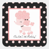 パリスフランスのプードルスクエアベストスティッカー スクエアシール (正面)