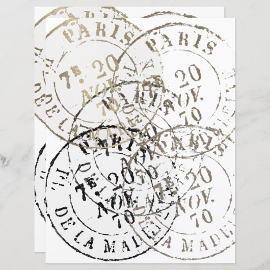 パリスフランスのポスマークヴィンテージコラージスクブック (正面/裏面)