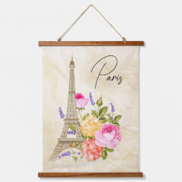 パリスフランスエッフェルタワー（花あり） 吊り下げ型タペストリー