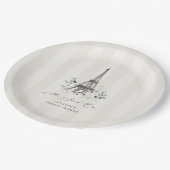 パリスブルーム | フローラル エッフェル塔 ブライダルシャワー ペーパープレート (アングル)