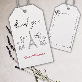 パリスプードルフランスのベビーシャワーブラックピンク ギフトタグ