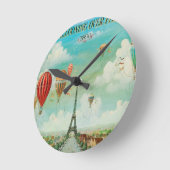 パリス上空の急増 ラウンド壁時計 (傾斜)
