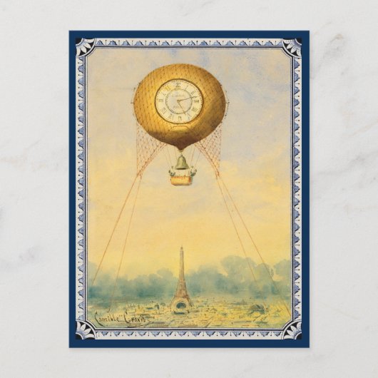 パリス上空の熱気絵画気球 ポストカード (正面)