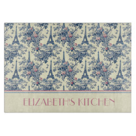 パリス名門私立校風のトイルピンクアンドブルーモノグラム カッティングボード