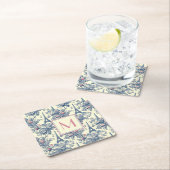 パリス名門私立校風のトイルピンクアンドブルーモノグラム スクエアペーパーコースター (インサイチュ)