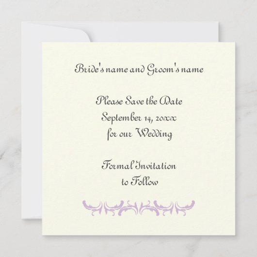 パリス結婚の紫のエッフェルタワー日付を保存 セーブザデート (裏面)