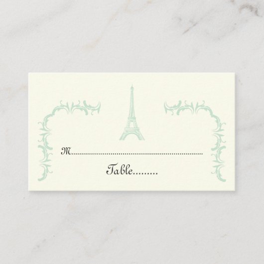 パリス結婚ズエッフェルタワーミント、アイボリー座席表 プレイスカード (正面)