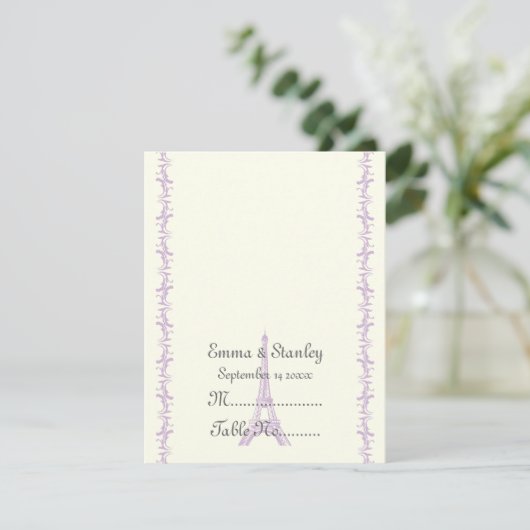 パリス結婚ズパープルエッフェルタワー座席表 招待状 (スタンド正面)